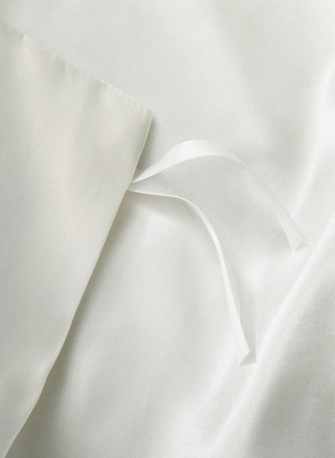 P Pothuiny Satin Duvet Cover King, Single Soft Duvet Cover Only, Luxury Silky Like Ivory White Duvet Cover 90" x 104" Sold Separately - Zipper Closure & Corner Ties - Image 4